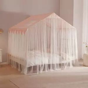 캐노피 침대 궁전 여아 천장커튼 프레임 지붕 사각 모기장 암막 공주방