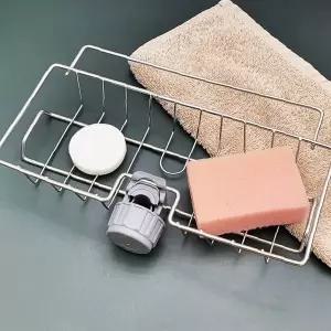 주방 씽크볼 정리 스펀지 타올 보관 선반 스테인리스 거치대 수납 랙