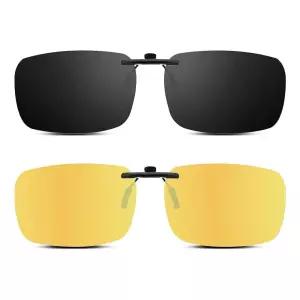 Each Cool 편광 클립온 및 플립업 드라이빙 안경 - 야간 시야 또는 햇빛 렌즈, UV400 오버글라스 클립, 선