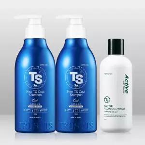 뉴TS쿨 모발 감소 증상완화 샴푸 500g x 2개+TS 액티브 올인원워시 300g 쿨세트