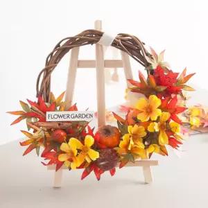 단풍 조화 꽃 리스 벽장식 엔틱우드 35cm 2컬러 인테리어 가을 벽걸이 소품 꾸미기