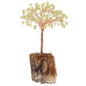 NUPUYAI 거친 호박색 방해석 크리스탈 와이어 올리브 생명의 나무 창문 핸드메이드 장식 트리 풍수 베이스 탁상용 머니