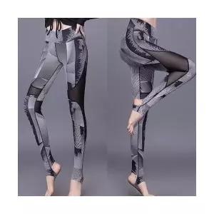 여성용 스키니 바지 퀵드라이 프린트 요가 팬츠 하이웨스트 타이즈 망사 바람막이 밟기 런닝 트레이닝 CH1