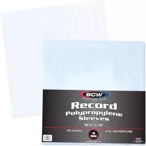 BCW 4 밀 레코드 슬리브(12 인치) - 100 ct 33 1/3 RPM을 위한 투명 폴로필렌 비닐 앨범 프로텍터 보관