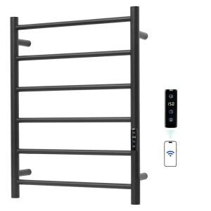 알렉사 & 구글 홈, TUYA - 벽걸이 욕실 난방 타월 워머, 플러그인, 스테인리스 스틸 소재(블랙, WiFi, 6바 포함)를 위한 음성 제어 기능이 있는 샤린디 전기