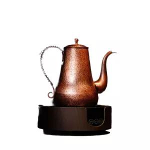 구리 핸드드립 주전자 내열유리 앤틱 제이드컵 우드 그레인 전기 600ml