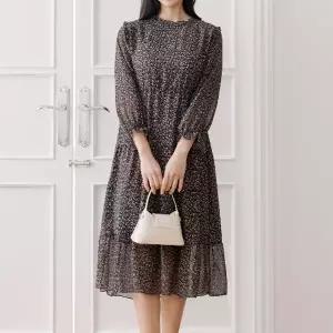 드리다 O26005AB 미니 플라워 쉬폰 원피스 빅사이즈