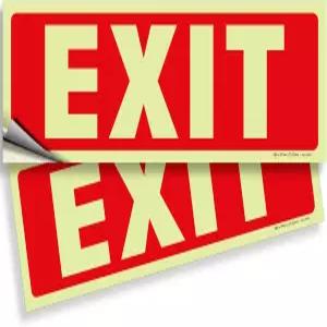 iSYFI 출구 글로우 인 더 다크 2팩 방지용 실외 광발광 스티커 비즈니스 ？ 사인 124 적층 창고용 실내 변색