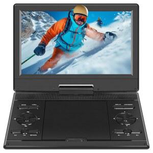 BOKYOK 14.5인치 휴대용 DVD 플레이어, 12.1 u2019 HD 스위블 화면, 3-5시간 재생, 듀얼 스테레오 스피커 포함 플레이어 휴대용, 라스트 메모리, SYNC TV /USB /SD 카드 지원, 모든 디스크 포맷 재생