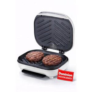 도미니언 2인분 프레스 클래식 간편한 파니니 플레이트 화이트 전기 보관 그릴 실내 식사로 완벽한 청소 아침 치즈 스테이크