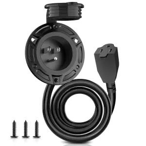 방수 커버가 있는 쇼어 파워 인렛 125V 콘센트 보트 포트 전기 골프 AC 코드가 RV 12AWG 트레일러 플러그