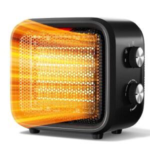 차크리 소형 공간 히터, 사무용 1500W 미니 데스크 온도 조절기가 장착된 휴대용 PTC 세라믹 2S 고속 난방, 침실, 욕실, 책상 아래 및 실내 사용 시 안전하고 조용합니다