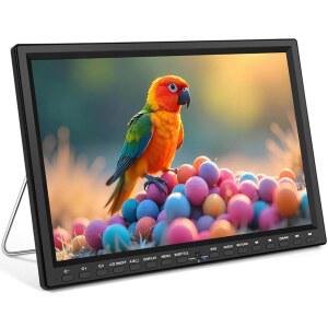 핫햇 자동차 DVD 플레이어, 스테인리스 스틸 접이식 스탠드가 있는 14.1 u201C 대형 스크린 휴대용 서포트 헤드레스트 마운트, 720P MP4 비디오, USB/SD 500G, 리전 프리, AV in/out, 고음량 스피커