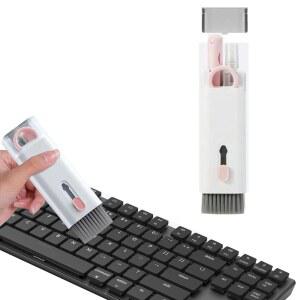7 in 1 노트북 청소 키트 키보드 클리너, 컴퓨터 기술 브러시, 이어버드 카메라 PC 모니터 화면 클리너 도구 코너 갭 더스터 키캡 풀러(핑크)