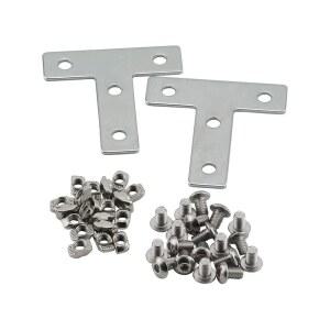 PZRT 알루미늄 프로파일 커넥터 브래킷 세트, 2Pcs T자형 커넥터, 8Pcs M5 T-슬롯 너트, M5x8mm 육각 소켓 캡 나사 볼트, 6mm 슬롯 2020 시리즈 프로파일용