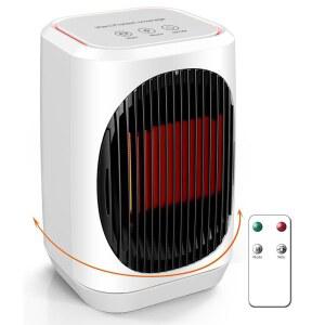 실내용 iFTY 소형 공간 히터, 3가지 모드, 70 진동, 리모컨, 과열 방지, 침실 사무실 책상용 1500W PTC 세라믹 고속 안전 난방기
