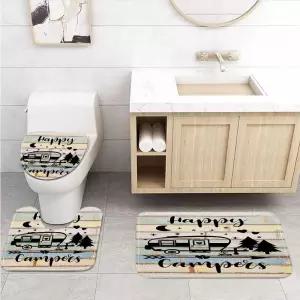 캠핑카 RV 목욕 매트 세트 여행용 농가 액세서리 커버가 트레일러용 욕실 러그와 해피 변기 있는 뚜껑 캠핑