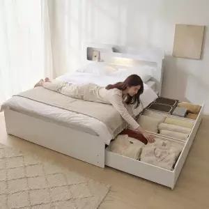 보루네오 프라임 올슨 LED 빅수납 킹사이즈 침대 K+본넬매트