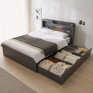 보루네오 프라임 올슨 LED 빅수납 퀸사이즈 침대 Q+본넬매트