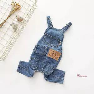 강아지옷 청멜빵바지 봄옷 백패치 강아지 스판 자켓 가을nop695