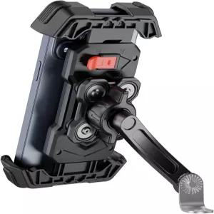 Grefay 오토바이 폰 마운트 홀더 2025 [듀얼 진동 감쇠기] - 백미러용 360° 회전 기능 16/15/14/13 Pro