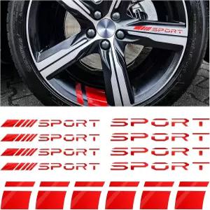 큐우엔카 데칼 스티커 14개의 PCS 반사 스포츠 로고 오토 휠 림 장식 폴리에틸렌 테레프탈레이트 빨간색