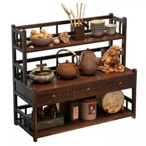 찻잔 장식장 엔틱 인테리어 다기 빈티지 원목 그릇장 보관 찻주전자 진열장