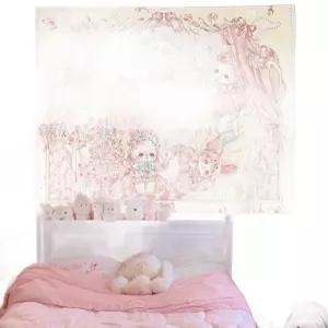 귀여운 포스터 공주 그림 리본 커튼 레이스 가림막