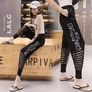 여성용 언발 조거핏 밴딩 트레이닝바지 0 밴딩 여성용 팬 반짝이 봄가을