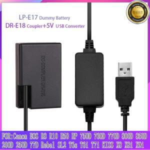 USB 더미 배터리 LP E17 DR-E18 DC 커플러 Canon X8 R8 R10 키스 8000D EOS 반란군 T6i 760D RP 77D