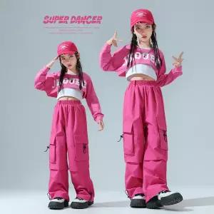 댄스복 방송 아이돌 무대 의상 발표회 로즈 홉 의류 솔리드 조끼 Cagro 바지 스트리트 댄스 조깅streetwear