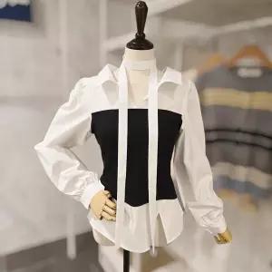 P6ABL005M_스트랩 뷔스티에배색 블라우스