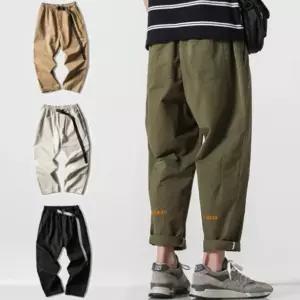 와이드팬츠 허리밴딩 일자바지 통바지 롤업팬츠