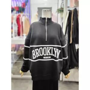 밸리걸 01 반집업 레터링 오버핏 기모 티셔츠 907750 3539231