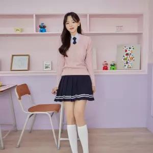 교복몰 백합주름치마 화이트투라인네이비 치마 교복.