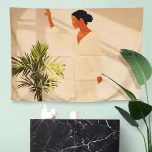대형 패브릭 포스터 식물과 여성 M소품 벽포스터 액자용 선물 그림 디자인 꾸미기 인테리어 천포스터 아트