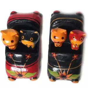 자동차 고양이 택1 인테리어소품 목각인형미니어처 어쳐 장식품 우드 원목 감성 집들이선물