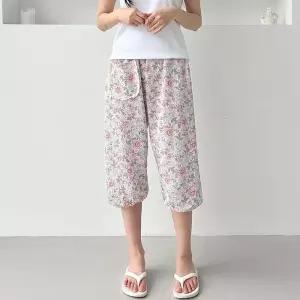 [신상오픈런]여성용 할머니 꽃패턴 5부 밴딩 잠옷 팬츠 (38292990)