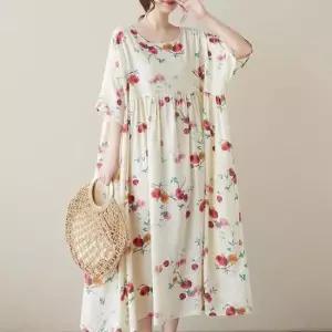 여름원피스 여성 플라워 주머니 원피스 빅사이즈 플레어 오버핏