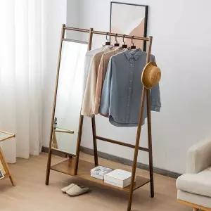 전신거울 행거 옷장 수납 회전 원목 단층 회전식