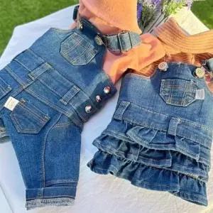 [반려] 강아지 데님 올인원 원피스 1P 애견 봄커플룩