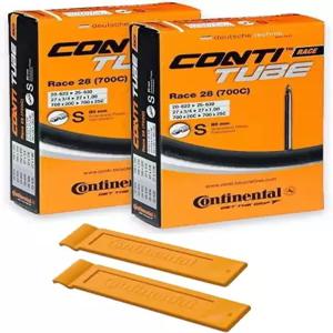 컨티넨탈 레이스 28인치 700x20-25c 내부 튜브 - 80mm 길이의 프레스타 밸브(콘티 타이어 레버 2개 포함