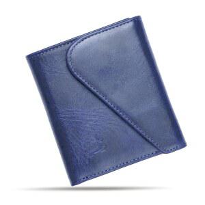 남성용 풀 그레인 가죽 지갑, RFID 차단 기능이 있는 수공예 이중폴드 마그네틱 클로저, 슬림 미니멀리스트 얇은 디자인, ID 창, 책 모양 선물 준비 상자, 3년 보증