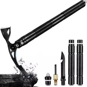 퓨전케이 픽 액스 8 in 1 다용도 가든 호와 서바이벌 나이프가 있는 접이식 곡괭이 매톡 땅파기 얼음 조각