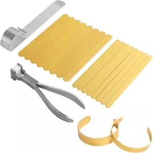 eesport 18개 팔찌 제작 키트 굽힘 플라이어 1개 막대 금색 블랭크 16개 스탬핑 DIY 보석 공예 용품 포함