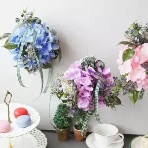 벽장식가랜드 조화 수국 가랜드 행잉 벽걸이 장식 인테리어 소품 1P