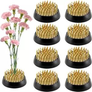 티아포르자 8Pcs 1.34인치 황동 꽃개비 꽃병 이케바나 줄기 홀더용 우아한 골드 켄잔 꽃을 위한 필수