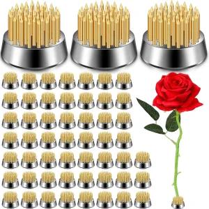 리메리 48피스 미니 원형 꽃개구리 배열용 이케바나 장식 용품 직경 23mm/0.9인치(골드)