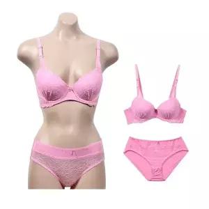 와이어 3/4몰드 패드포켓 A컵 브라팬티세트 - 피치