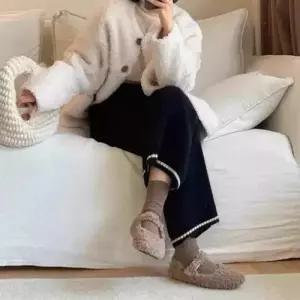 바지 니트 회색 여친 캐주얼 할머니 와이드 9부 SPO마켓1